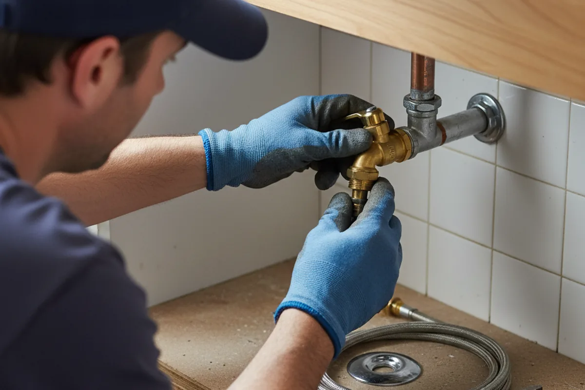 Shutoff valve and fitting work during Burst Pipe Repair in Monroe